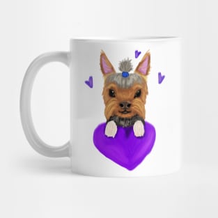 Yorkie with purple heart Mug